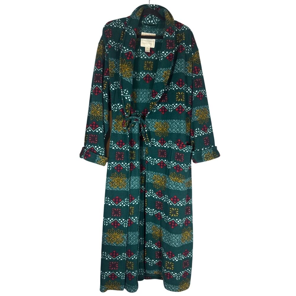 Vintage Victorias Secret Country Fleece Bathrobe Southwestern Green Womens M/L